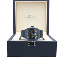 Załaduj obraz do przeglądarki galerii, Haofa ref. 1988 Black/Blue - Ceramic Skeleton Mechanical Watch