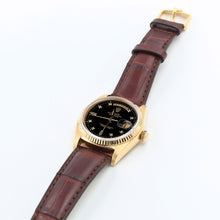 Carica l'immagine nel visualizzatore di Gallery, Rolex Day-Date ref. 18038 Black Diamonds Dial - Leather strap