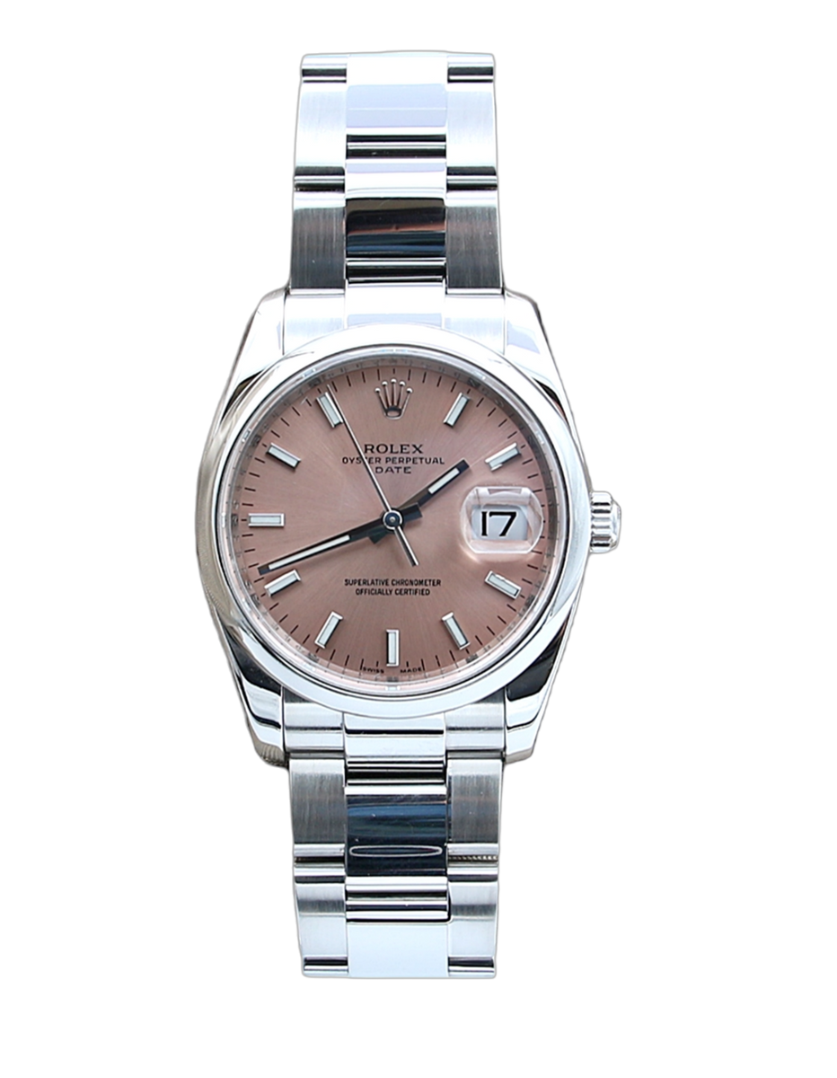Rolex Date ref. 115200 Salmon Dial Oyster Bracelet – Debonar