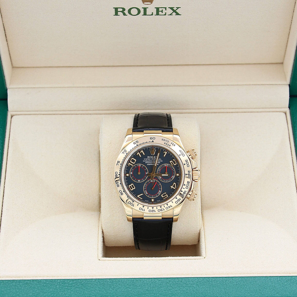 Rolex Daytona 116518 Leather Strap - Blue Racing Dial - Full Set