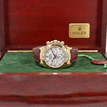 Cargar imagen en el visor de la galería, Rolex Daytona ref. 116518 - 18k Yellow Gold and Leather Strap - MOP Diamonds Dial - Full Set