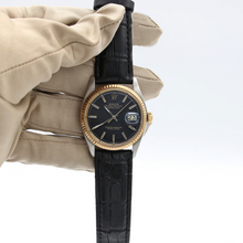 Load image into Gallery viewer, Rolex Datejust ref. 1601 - Steel/Yellow Gold - Black Dial - Leather strap