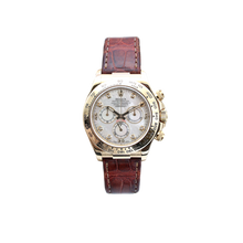 Cargar imagen en el visor de la galería, Rolex Daytona ref. 116518 - 18k Yellow Gold and Leather Strap - MOP Diamonds Dial - Full Set