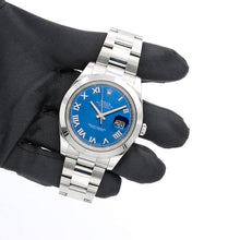 Bild in Galerie-Viewer laden, Rolex Datejust 41 Ref. 116300 Blue Römische Zifferblatt - Austernarmband - Vollständiger Satz