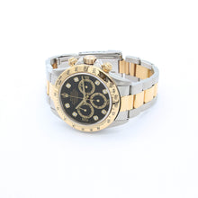 Załaduj obraz do przeglądarki galerii, Rolex Daytona ref. 16523 Steel and Gold Black Dial with Diamonds Oyster Bracelet