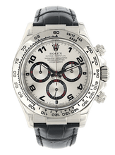 Załaduj obraz do przeglądarki galerii, Rolex Daytona ref. 116519 Silver Racing Dial - White Gold 18K - Leather Strap - Full Set
