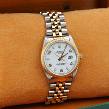 Cargar imagen en el visor de la galería, Rolex Oyster Perpetual Date ref. 15223 White Arabic Dial - Jubilee Bracelet