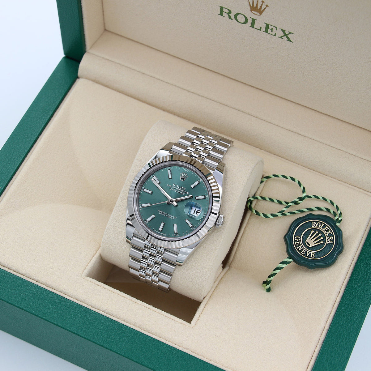 ROLEX ジュエリーボックス グリーン NEW 2024 Rolex Sky-Dweller 42mm 336934 Jubilee Mint Green Dial