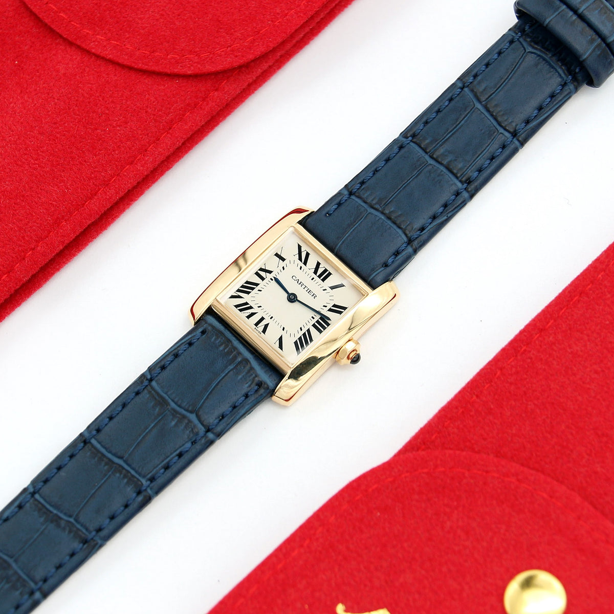 Cartier Tank Francaise Midsize 18K Yellow Gold Quartz Watch Ref 1821