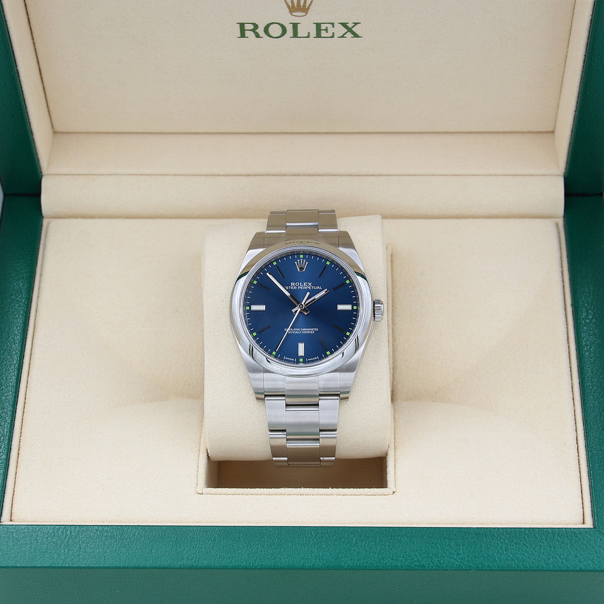 Buy Online Rolex Oyster Perpetual ref. 114300 Blue Dial -2016 Full