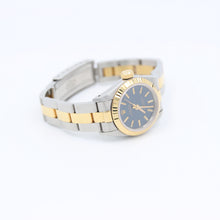 Bild in Galerie-Viewer laden, Rolex Oyster Perpetual ref. 67193 Steel/Gold Blue Dial Oyster Bracelet Rolex Lady Oyster watch