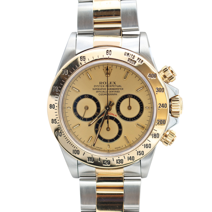 Rolex Daytona ref. 16523 Steel and Gold Champagne Dial Oyster Bracelet - Full Set
