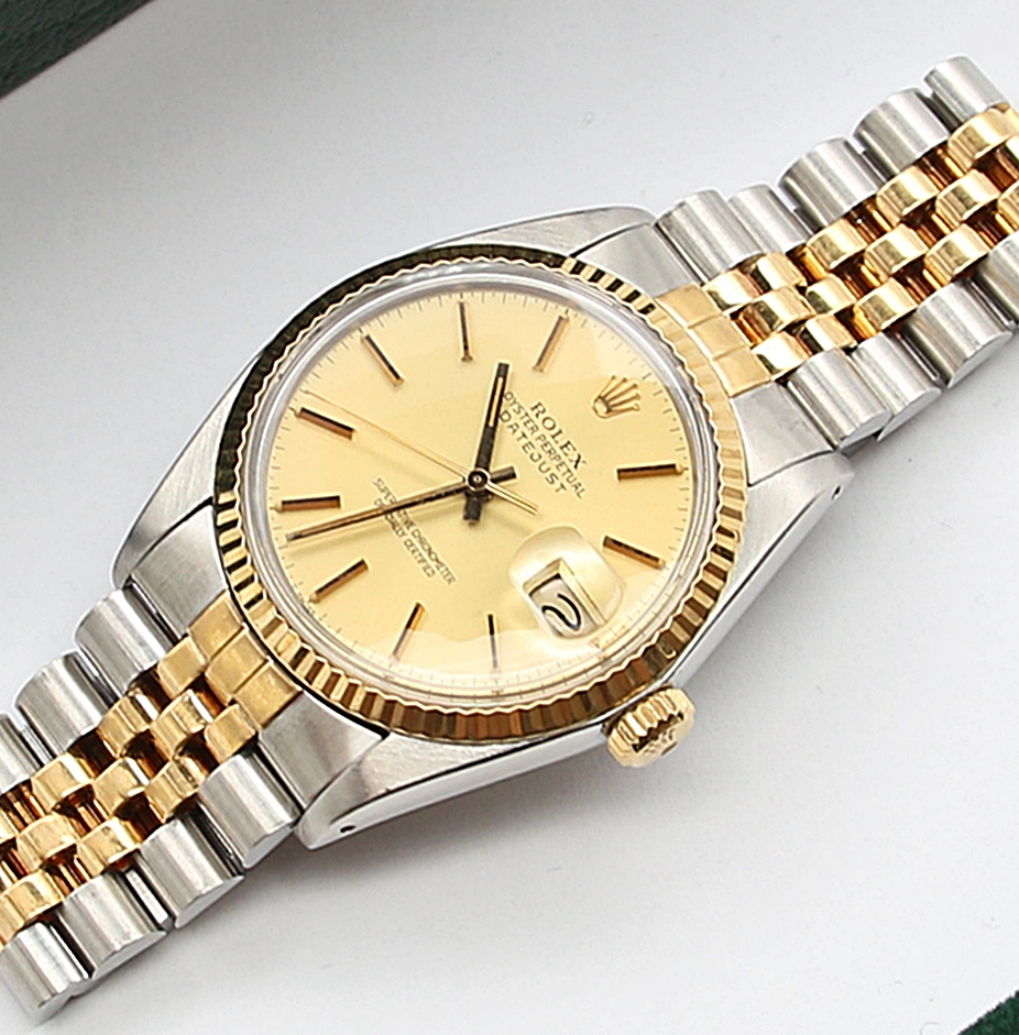Rolex datejust two top tone champagne dial
