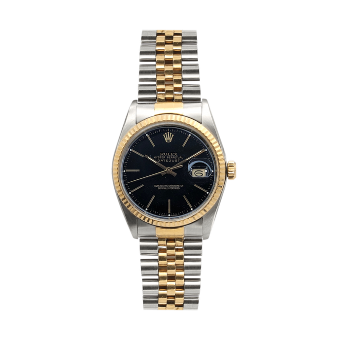 Rolex Datejust ref. 16013 -Steel/Gold - Black Plain dial