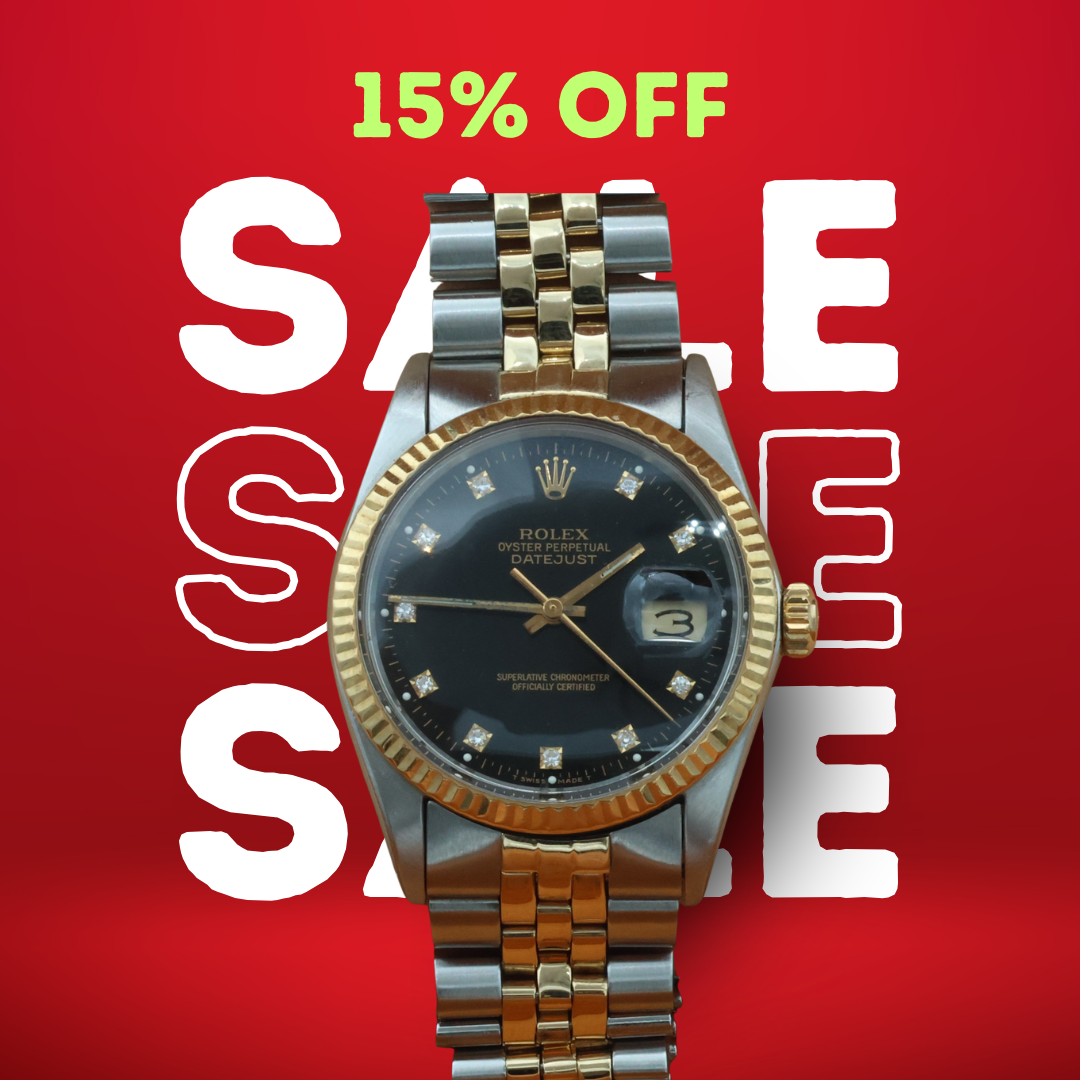 ON SALE: Rolex Datejust ref. 16013 -Steel/Gold - Black Diamonds Dial - Jubilee