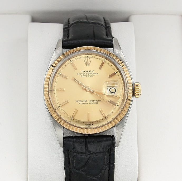 Rolex Datejust ref. 1601 - Steel/Yellow Gold - Champagne Dial  - Leather strap