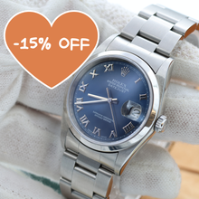 Charger l'image dans la galerie, ON SALE: Rolex Datejust 36 ref. 16200 Blue Soleil Roman Dial Oyster Bracelet - Full Set
