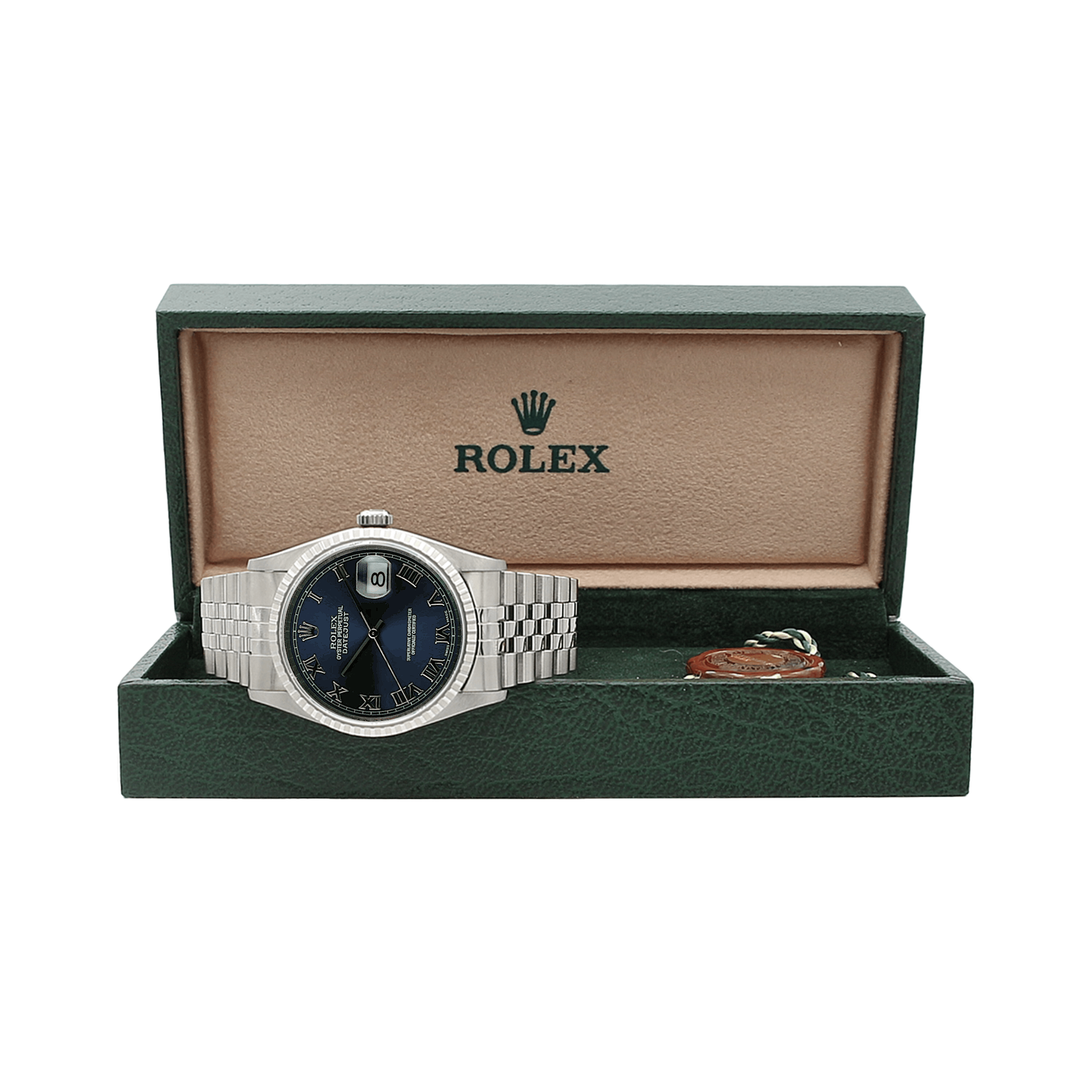 Rolex Datejust Ref. 16220 Blue Römisches Zifferblatt Jubiläumsarmband