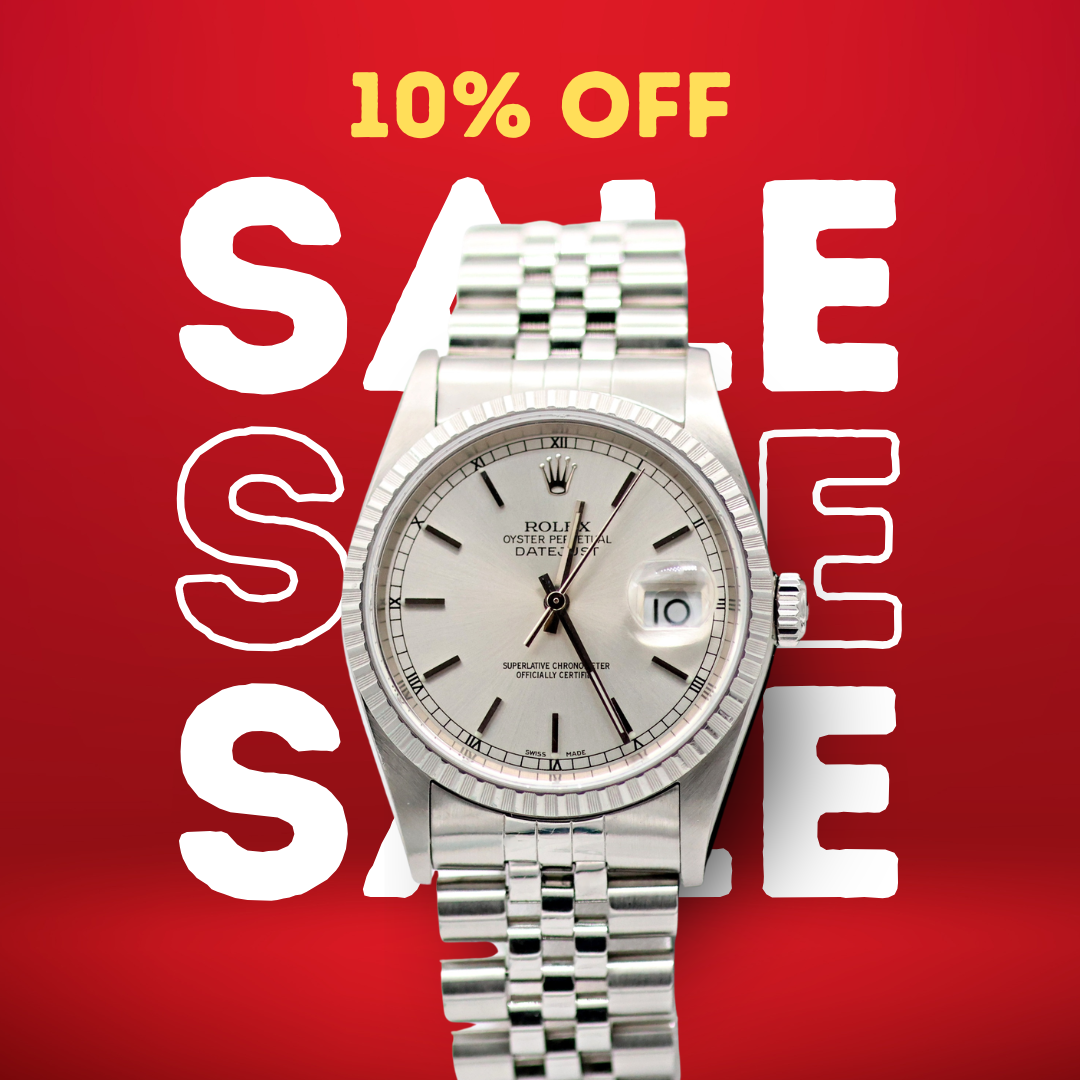ON SALE: Rolex Datejust 36 ref. 16220 Silver Dial (Circle hours dial) - Jubilee - Full Set