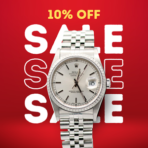 ON SALE: Rolex Datejust 36 ref. 16220 Silver Dial (Circle hours dial) - Jubilee - Full Set