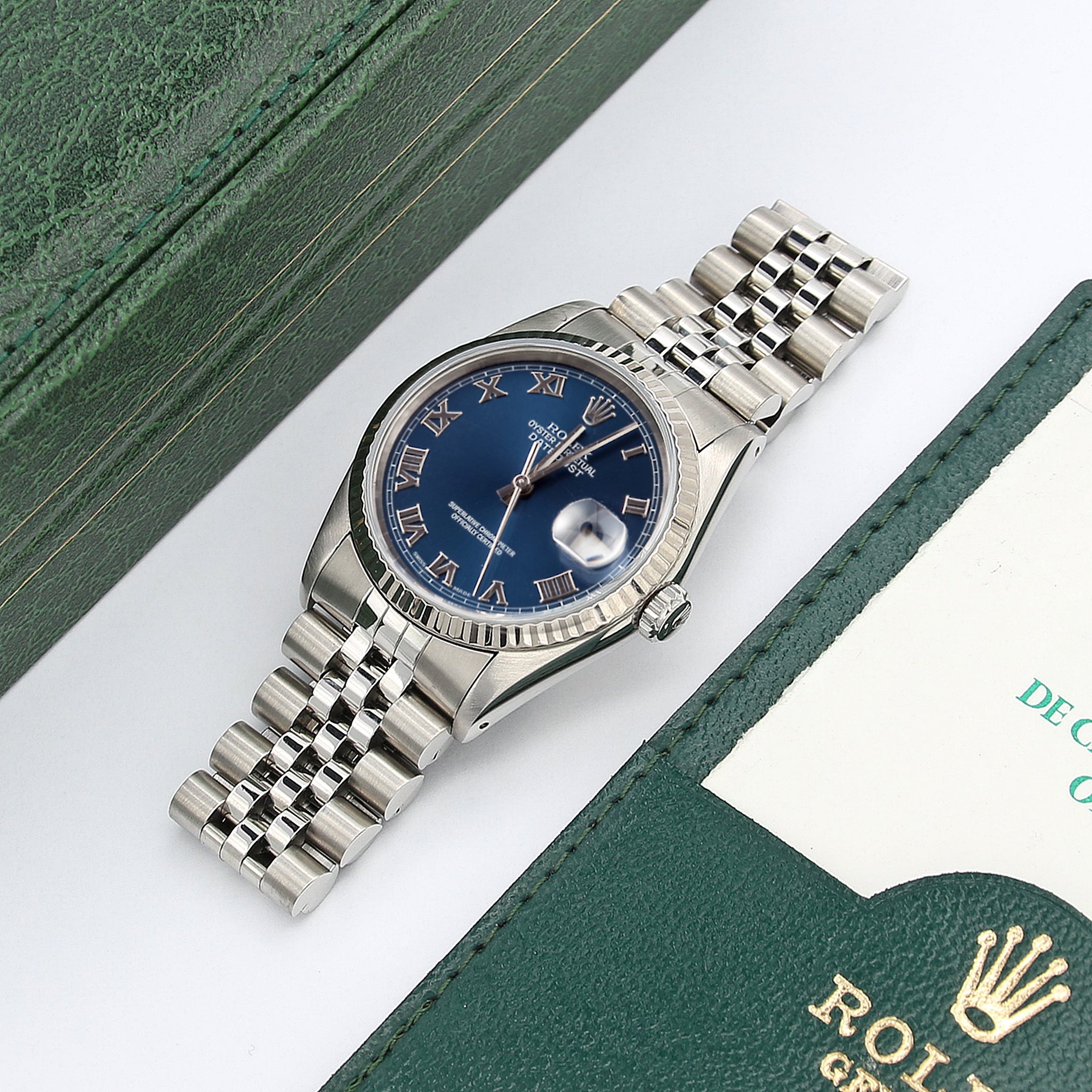 Rolex Datejust 36 ref. 16234 Blue Roman Dial - With Papers