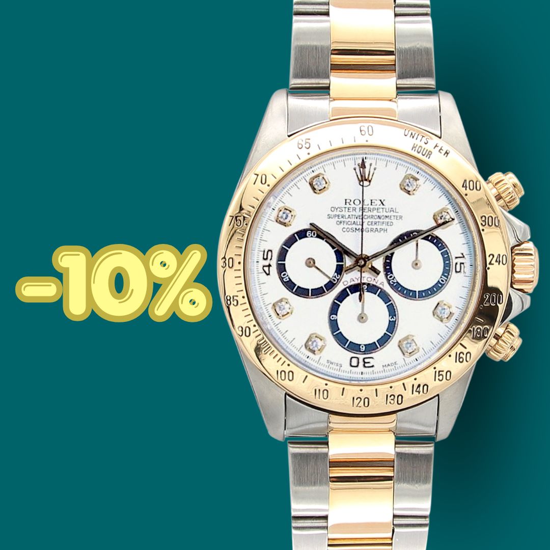 ON SALE: Rolex Daytona ref. 16518G - White Diamonds Dial with black subs - Full Set