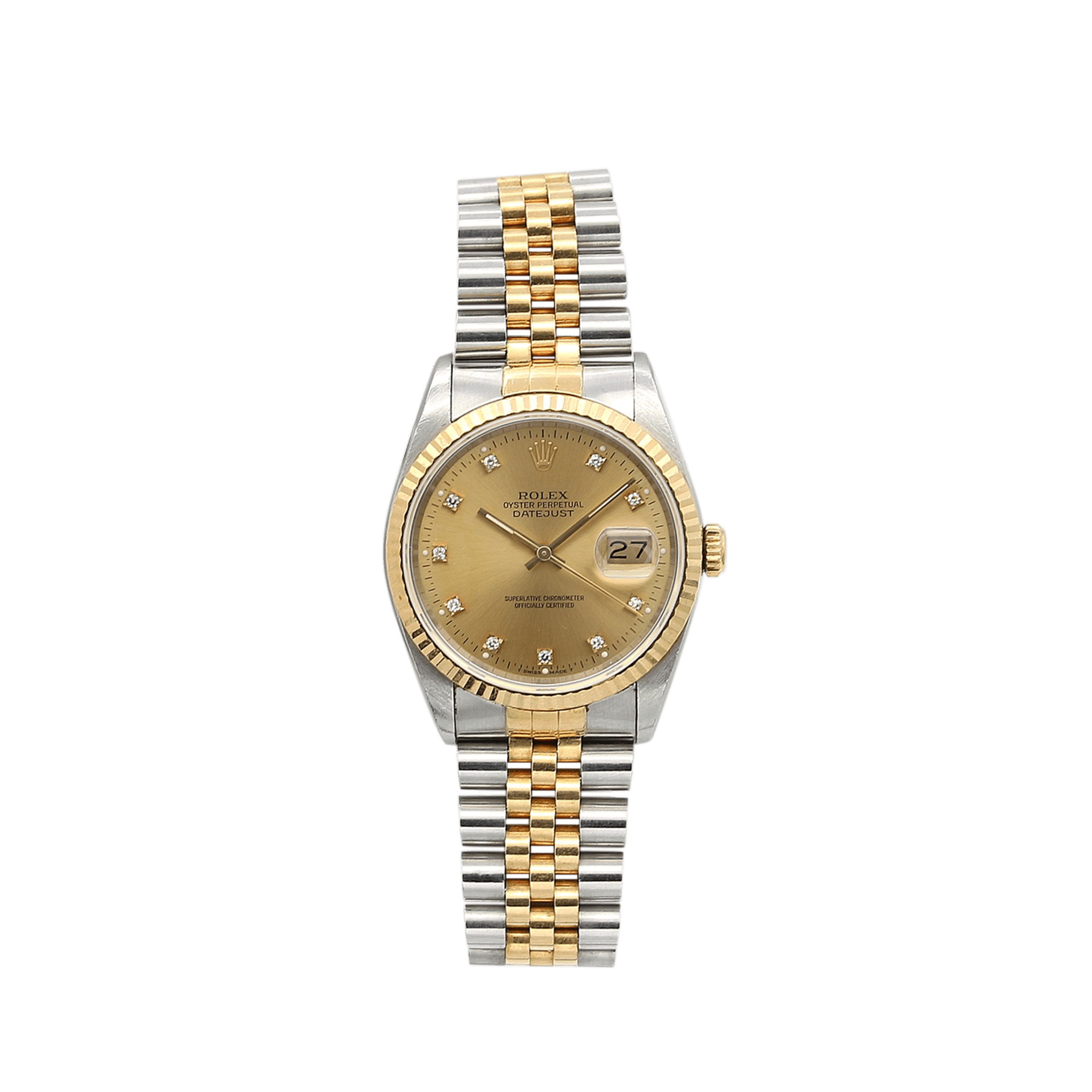 Rolex Datejust 36 ref. ref. 16233G Champagne Small Diamonds dial - Full set