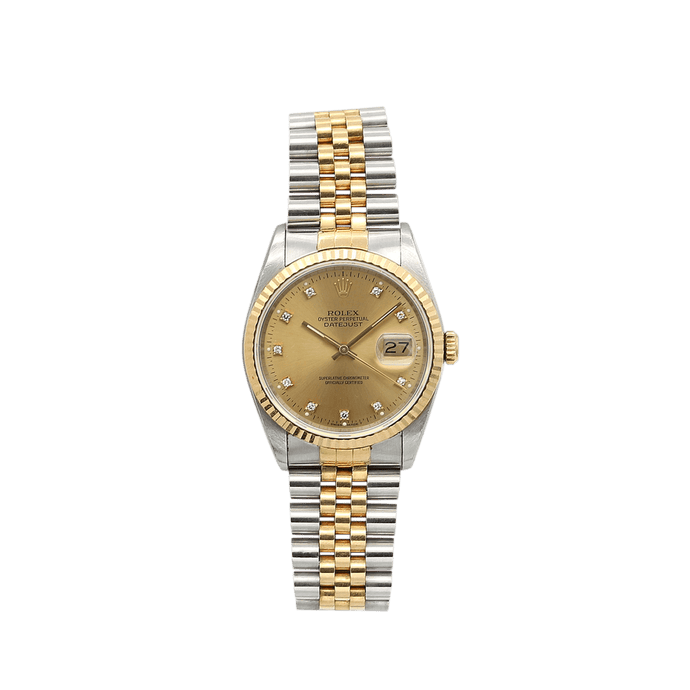 Rolex Datejust 36 ref. ref. 16233G Champagne Small Diamonds dial - Full set