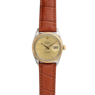 Rolex Datejust 36 ref. 16013 - Steel/Gold 18K Champagne Dial - Leather Strap