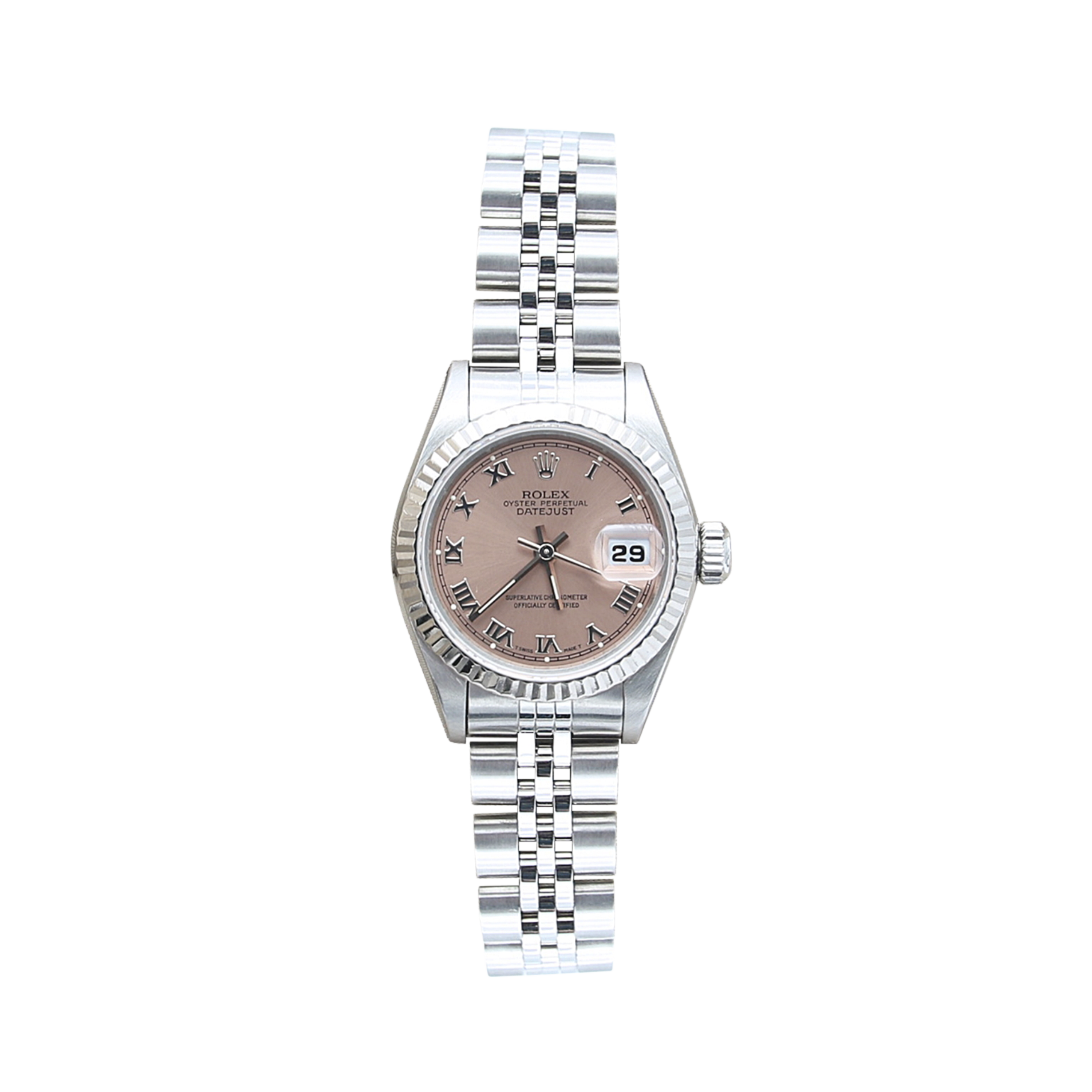Rolex Lady-Datejust ref. 69174 – Salmon Roman Dial Jubilee-Armband – Garantiepapiere