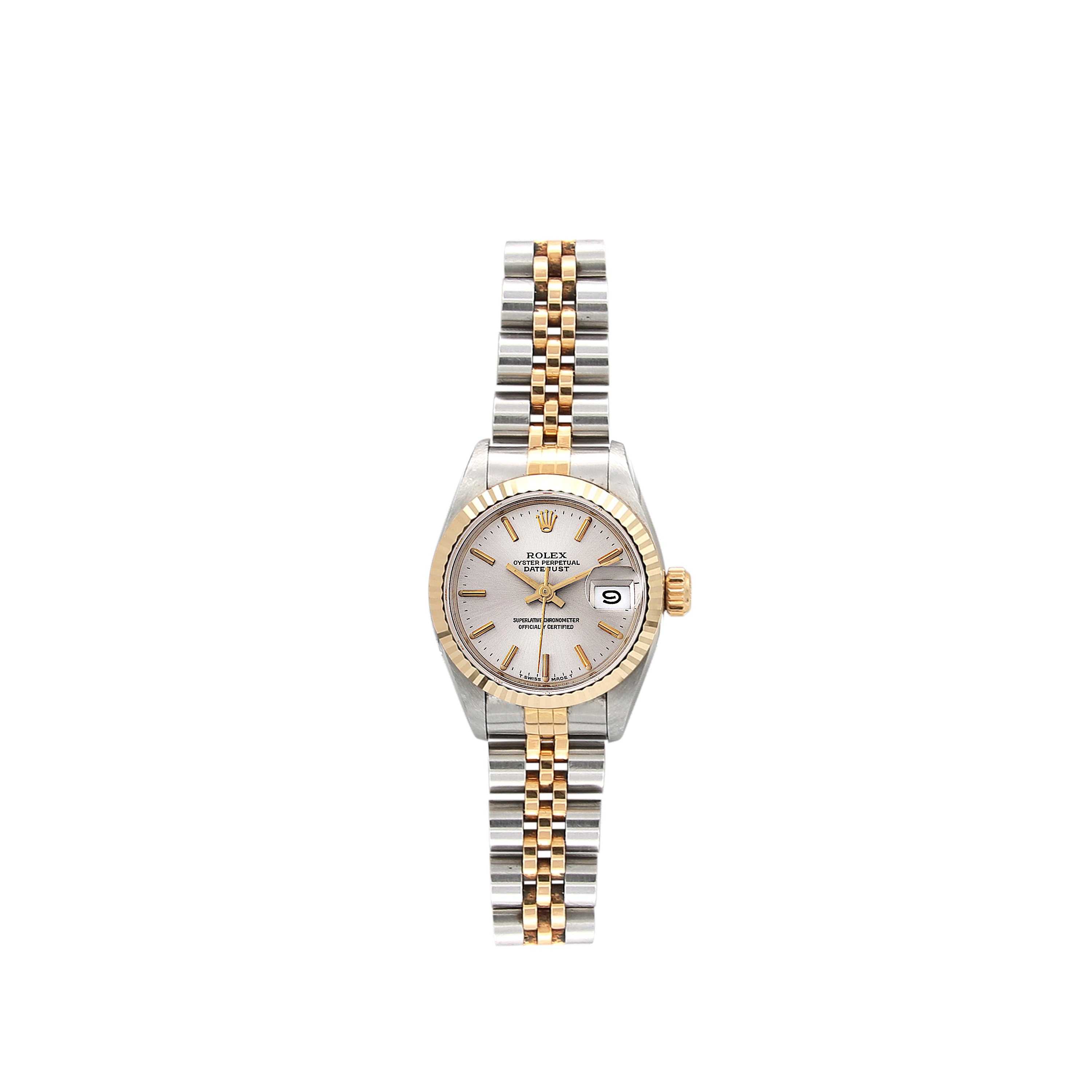 Rolex Datejust Lady Ref. 69173 Stahl/Gold - Jubiläumsarmband - Silber -Zifferblatt mit goldenen Indizes - Vollständiger Satz