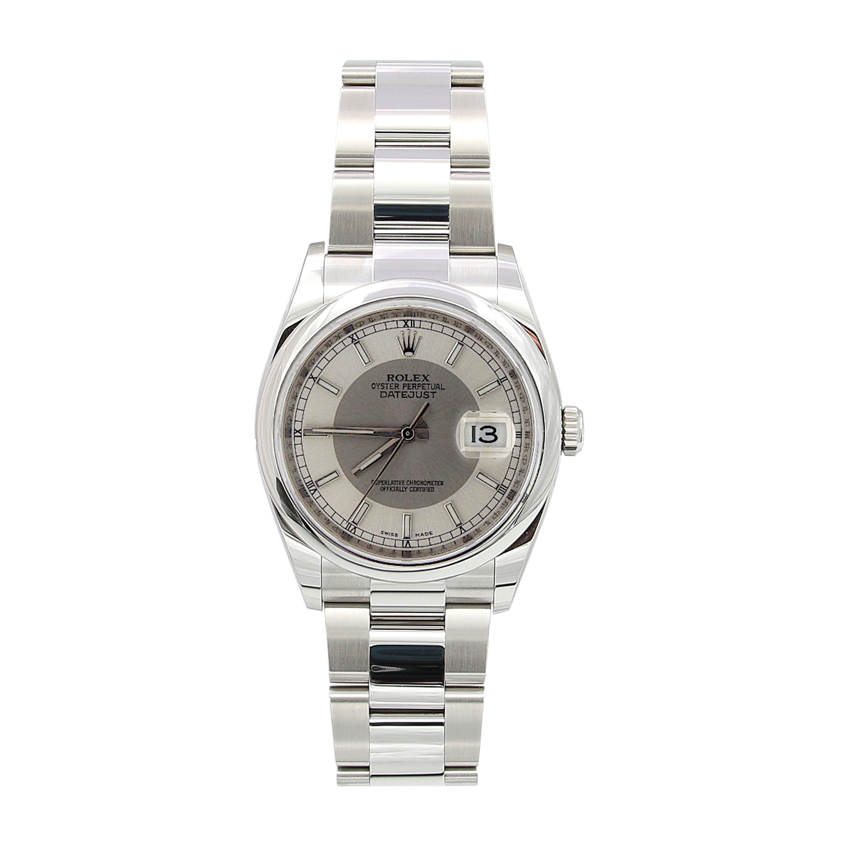 Rolex Datejust Ref. 116200 Silber / Dark Silver (Tuxedo) Zifferblatt - Austernarmband - Vollständiger Satz