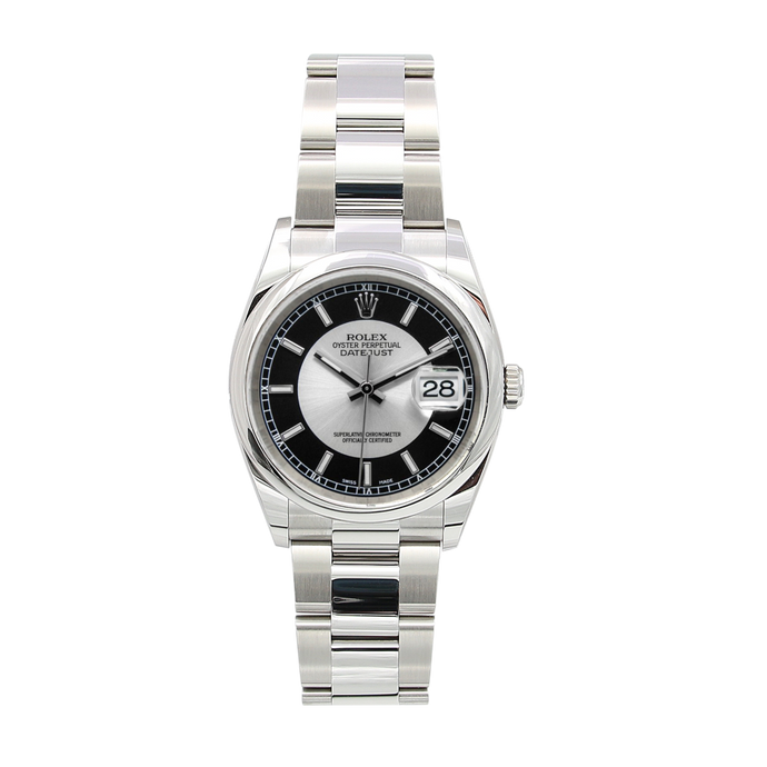 Rolex Datejust ref. 116200 Silver / Black (Tuxedo) Dial - Oyster Bracelet - Full Set