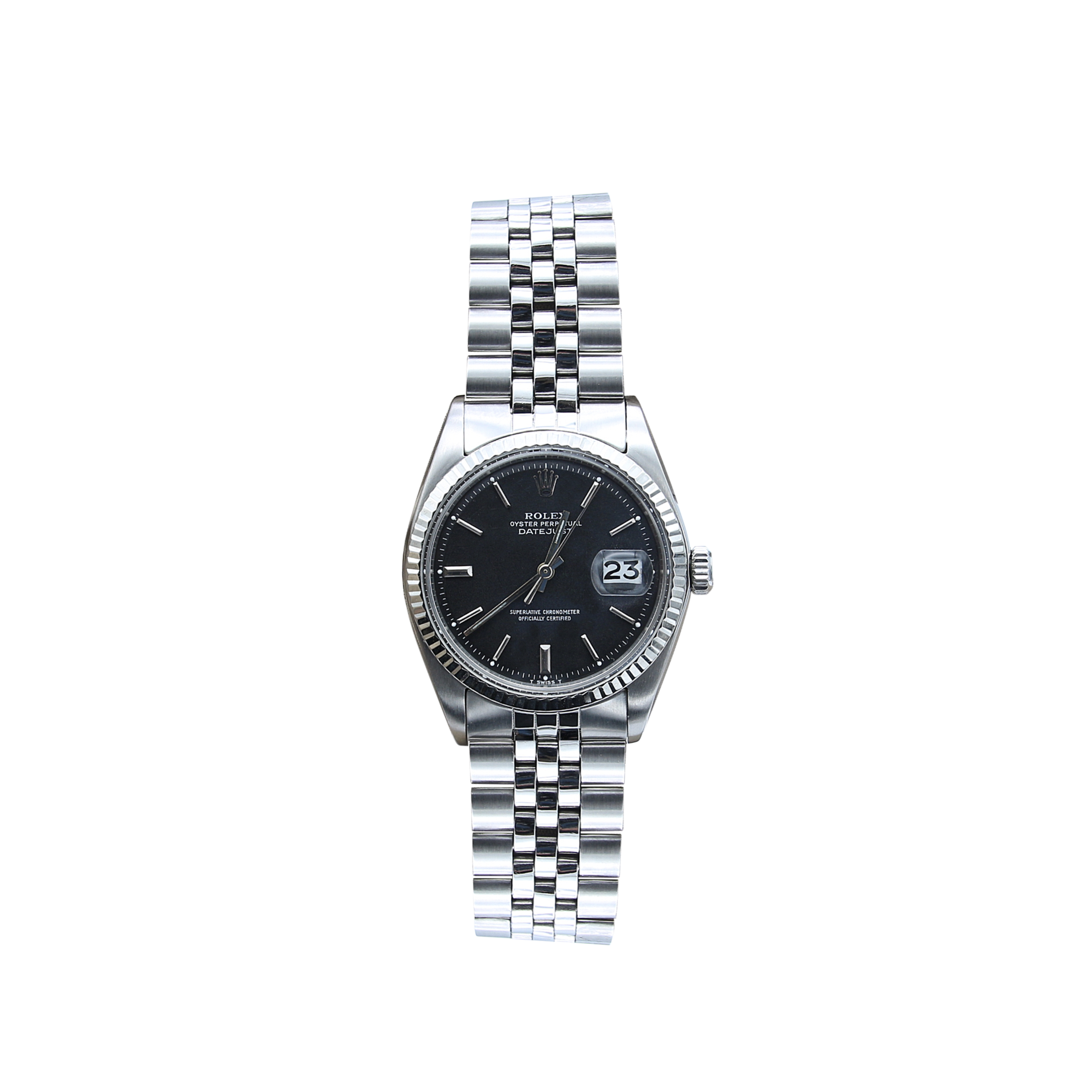 Rolex Datejust ref. 1601 - White Gold Bezel - Black Dial (V II) - Jubilee bracelet