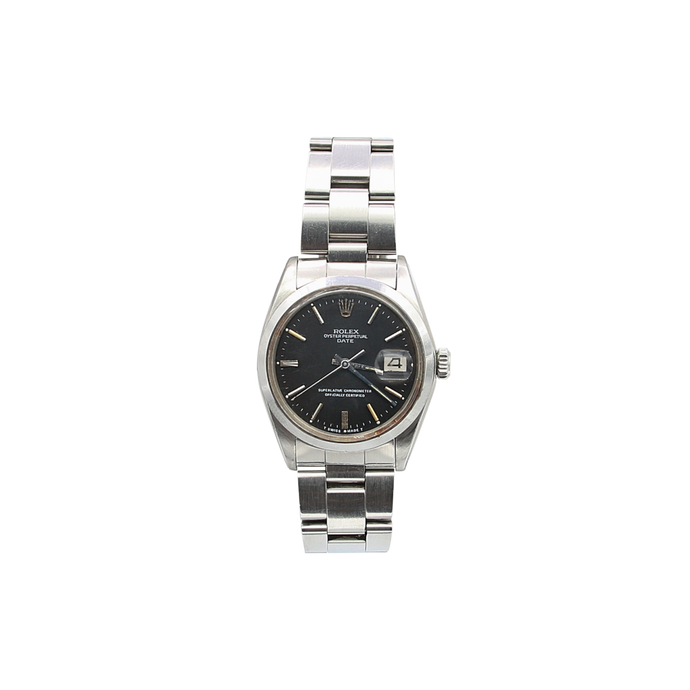 Rolex Oyster Perpetual Date ref. 1500 - Black dial (V I) - Steel bracelet