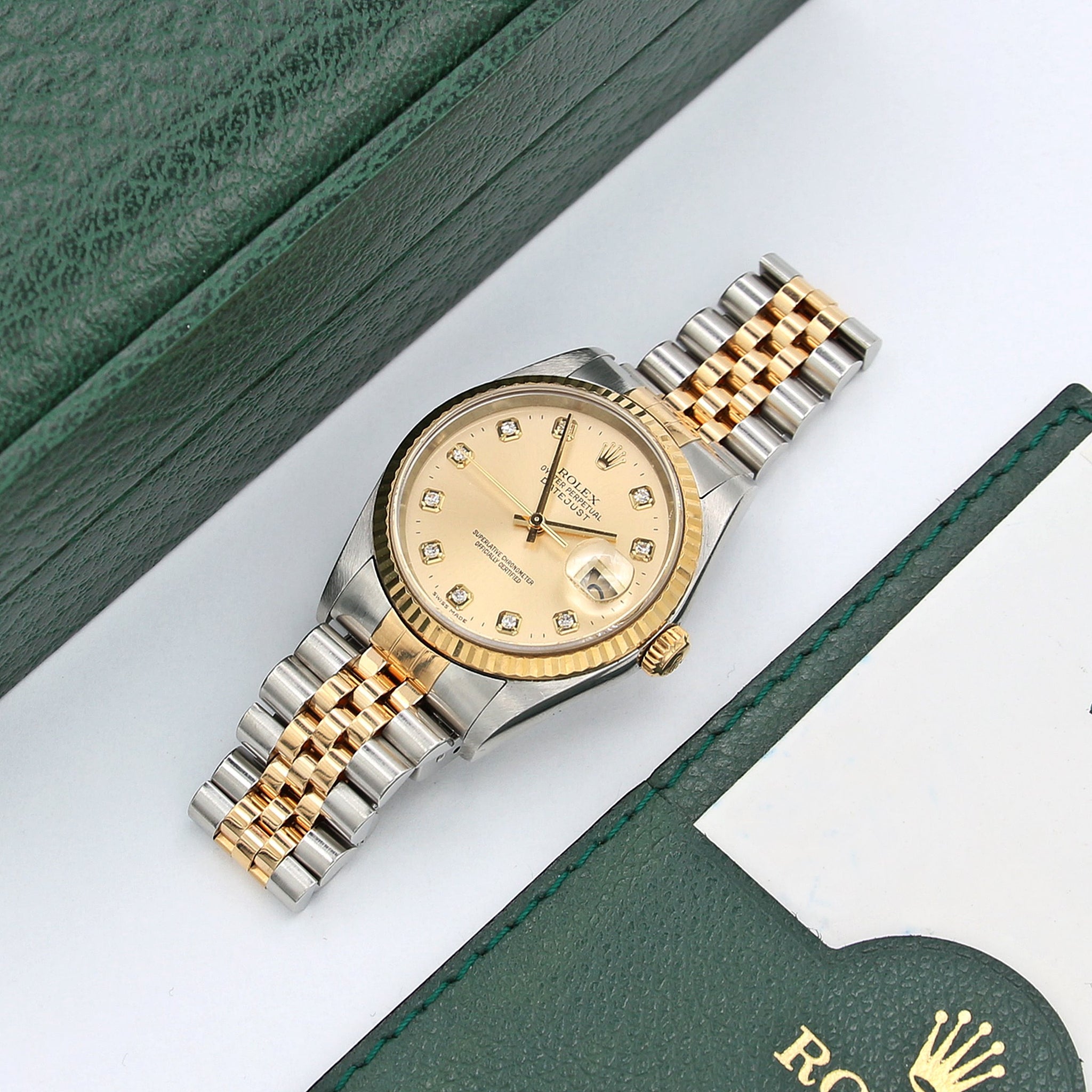 Buy Online Rolex Datejust ref. 16233G Champagne Dial with Diamonds 