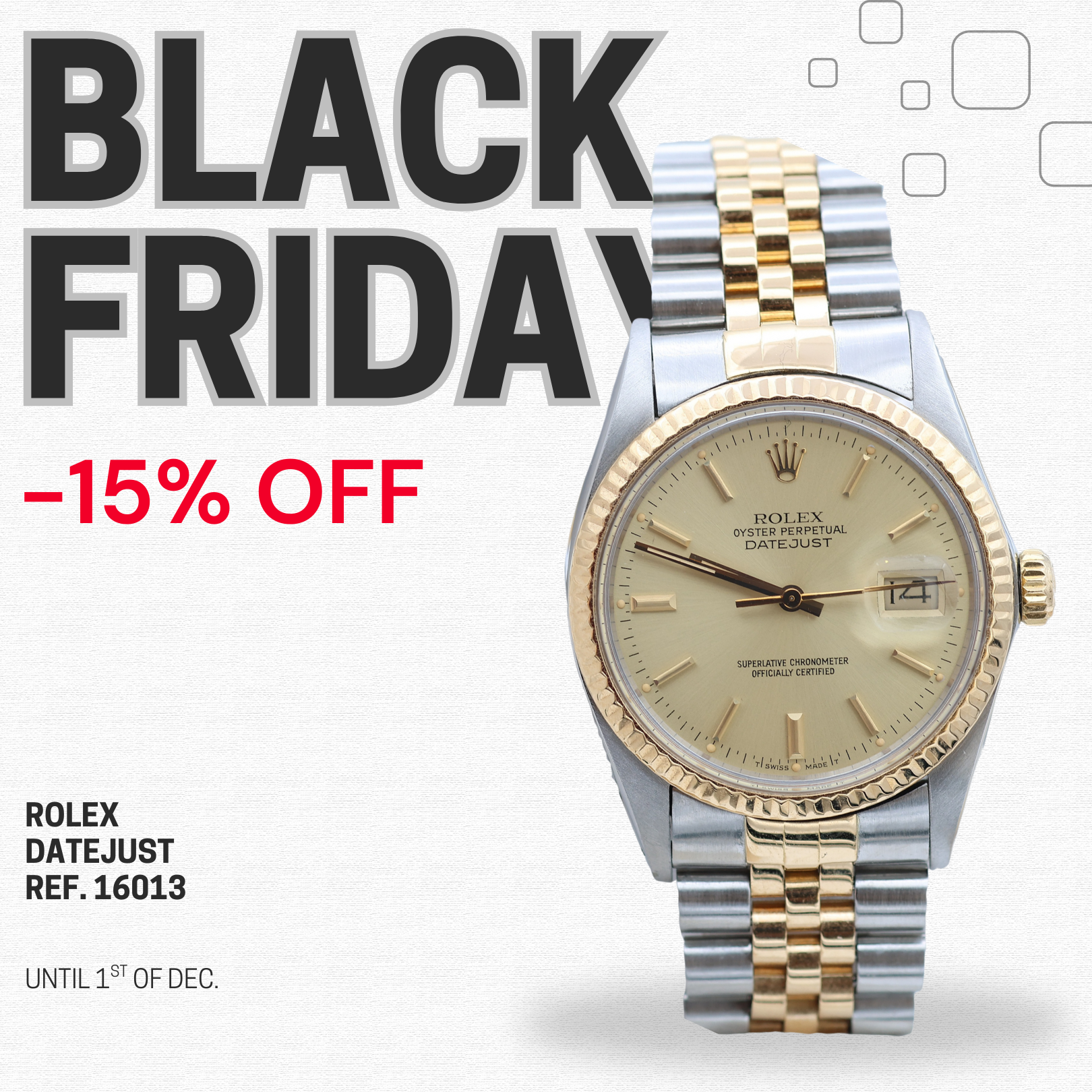 ON SALE: Rolex Datejust ref. 16013 -Steel/Gold - Champagne dial (VIII)