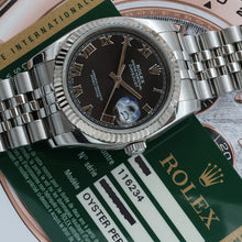 Load image into Gallery viewer, Rolex Datejust ref. 116234 Black Roman Dial - Jubilee - Full Set
