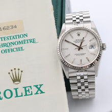 Cargar imagen en el visor de la galería, Rolex Datejust 36 ref. 16234 Silver Linen Dial -  Jubilee - Full Set
