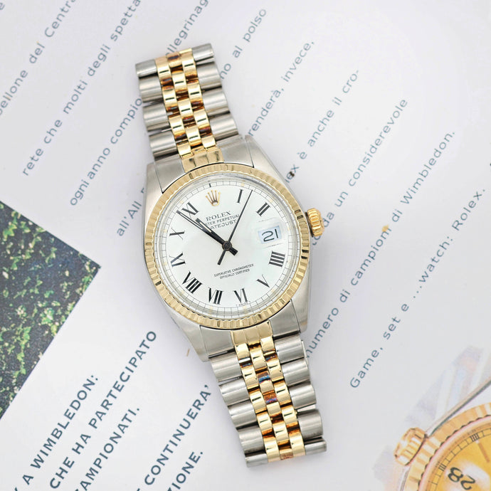 Rolex Datejust ref. 16013 -Steel/Gold - White Buckley Dial