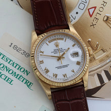Load image into Gallery viewer, Rolex Day-Date ref. 18238 White Roman Dial - Leather Strap - Full Set
