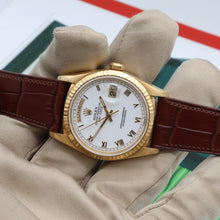 Load image into Gallery viewer, Rolex Day-Date ref. 18238 White Roman Dial - Leather Strap - Full Set
