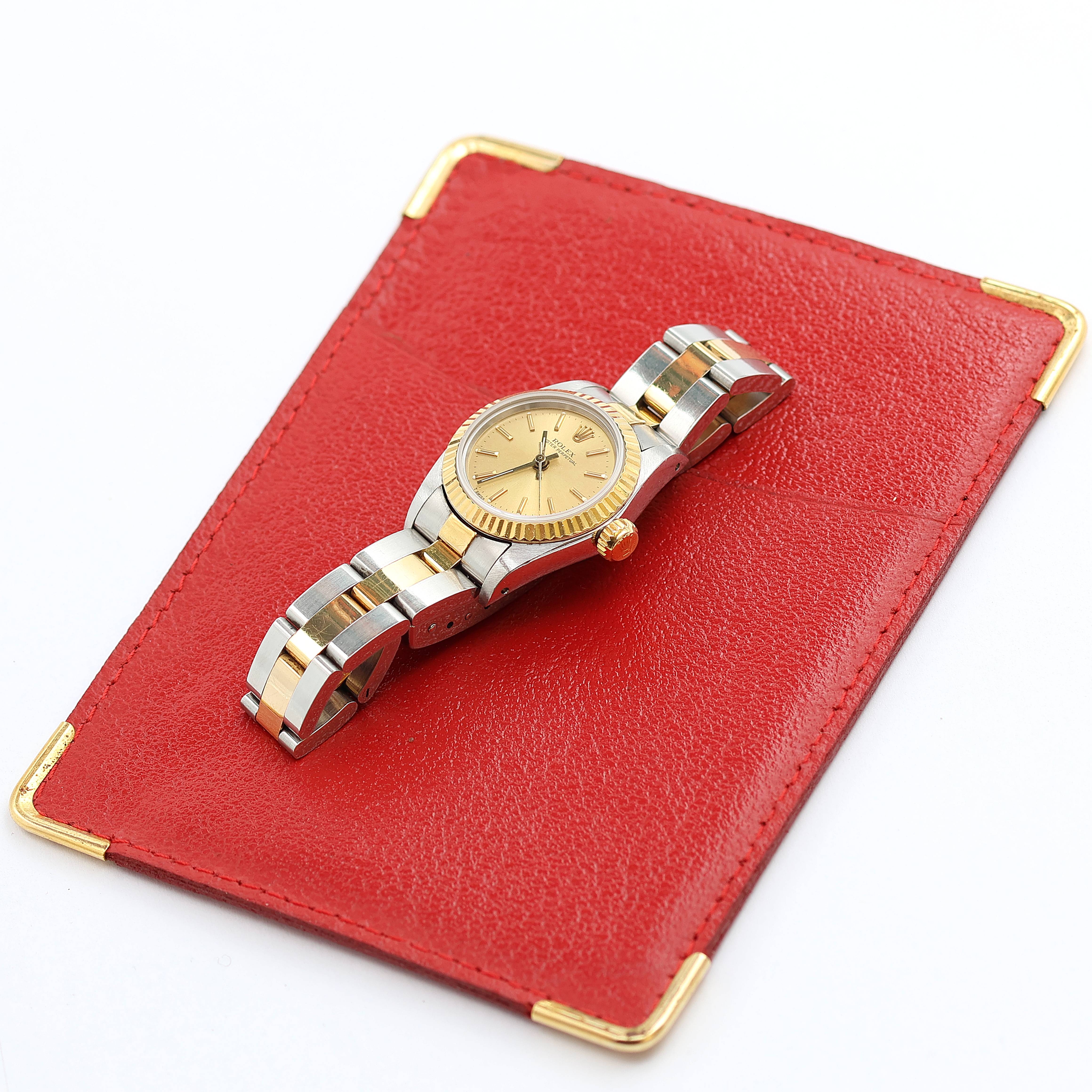 Rolex Auster Perpetual 67193 Lady Steel und Gold - Champagner -Zifferblatt - Austernarmband