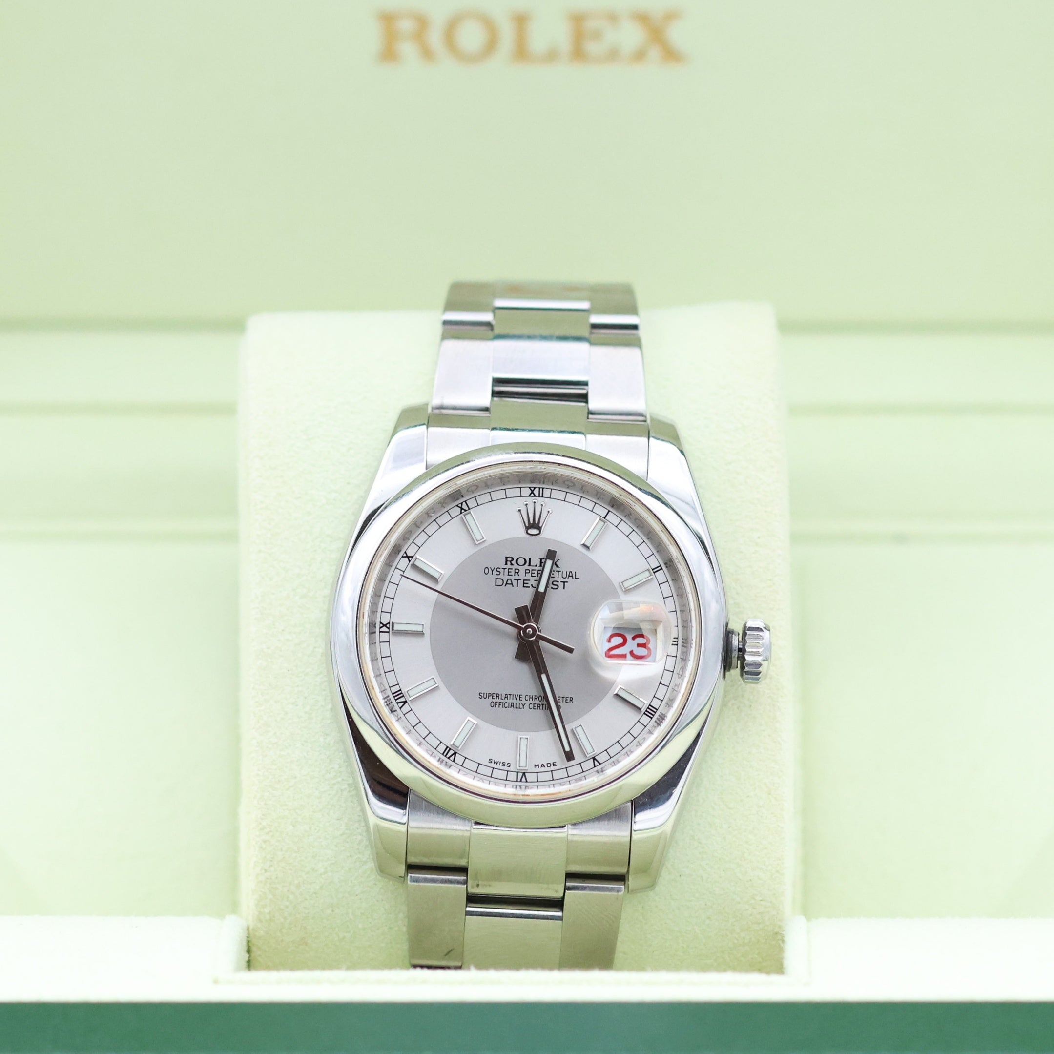 Rolex Datejust Ref. 116200 Silber / Dark Silver (Tuxedo) Zifferblatt - Austernarmband - Vollständiger Satz