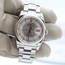 Bild in Galerie-Viewer laden, Rolex Datejust Ref. 116200 Silber / Dark Silver (Tuxedo) Zifferblatt - Austernarmband - Vollständiger Satz
