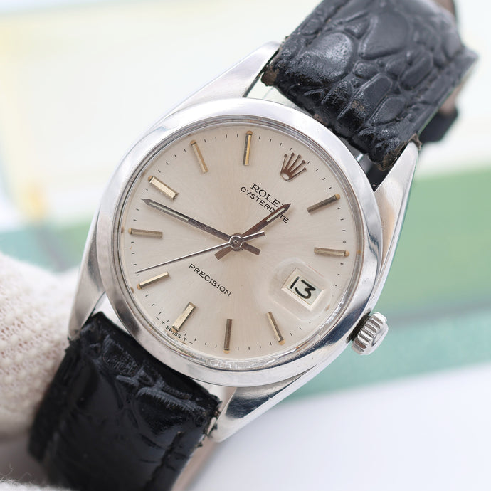 Rolex Precision ref. 6694 Silver Dial with Leather strap – Debonar