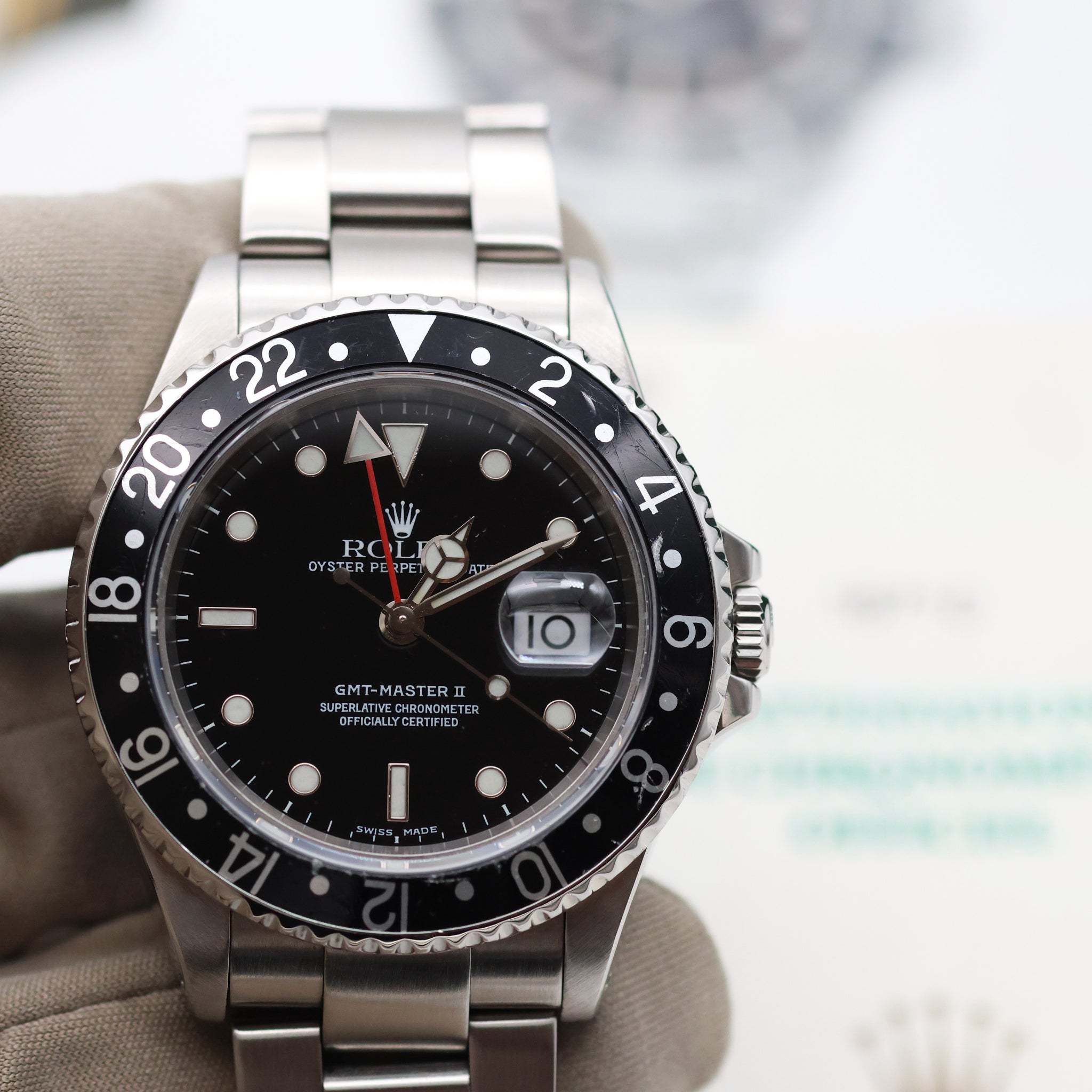 rolex GMT master 2 16710 純正　ベゼル　黒 Rolex GMT Master II 16710 - Black Bezel - Full Set – Debonar