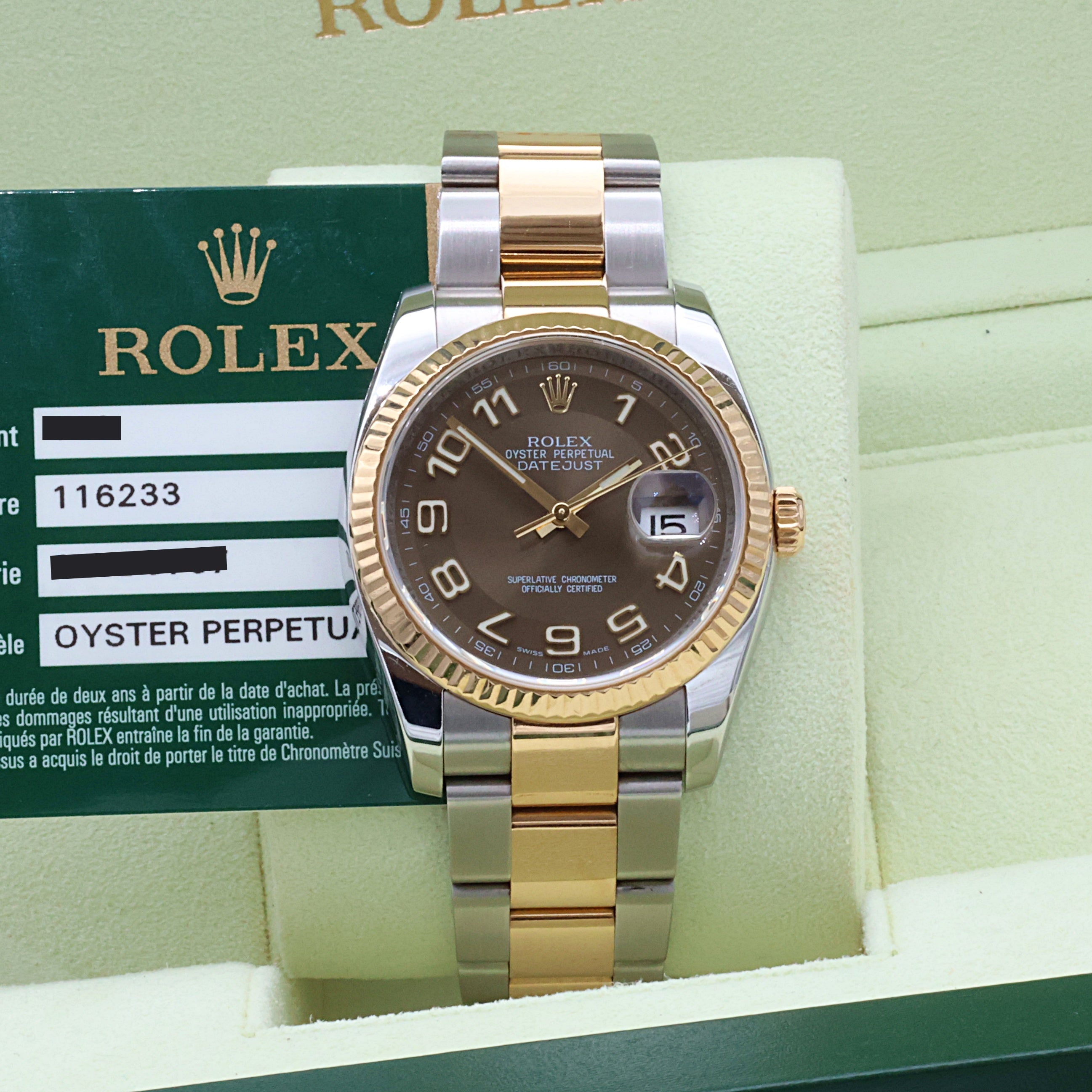 Rolex Datejust ref. 116233 Chocolate Concentric Dial Oyster Bracelet - Full set