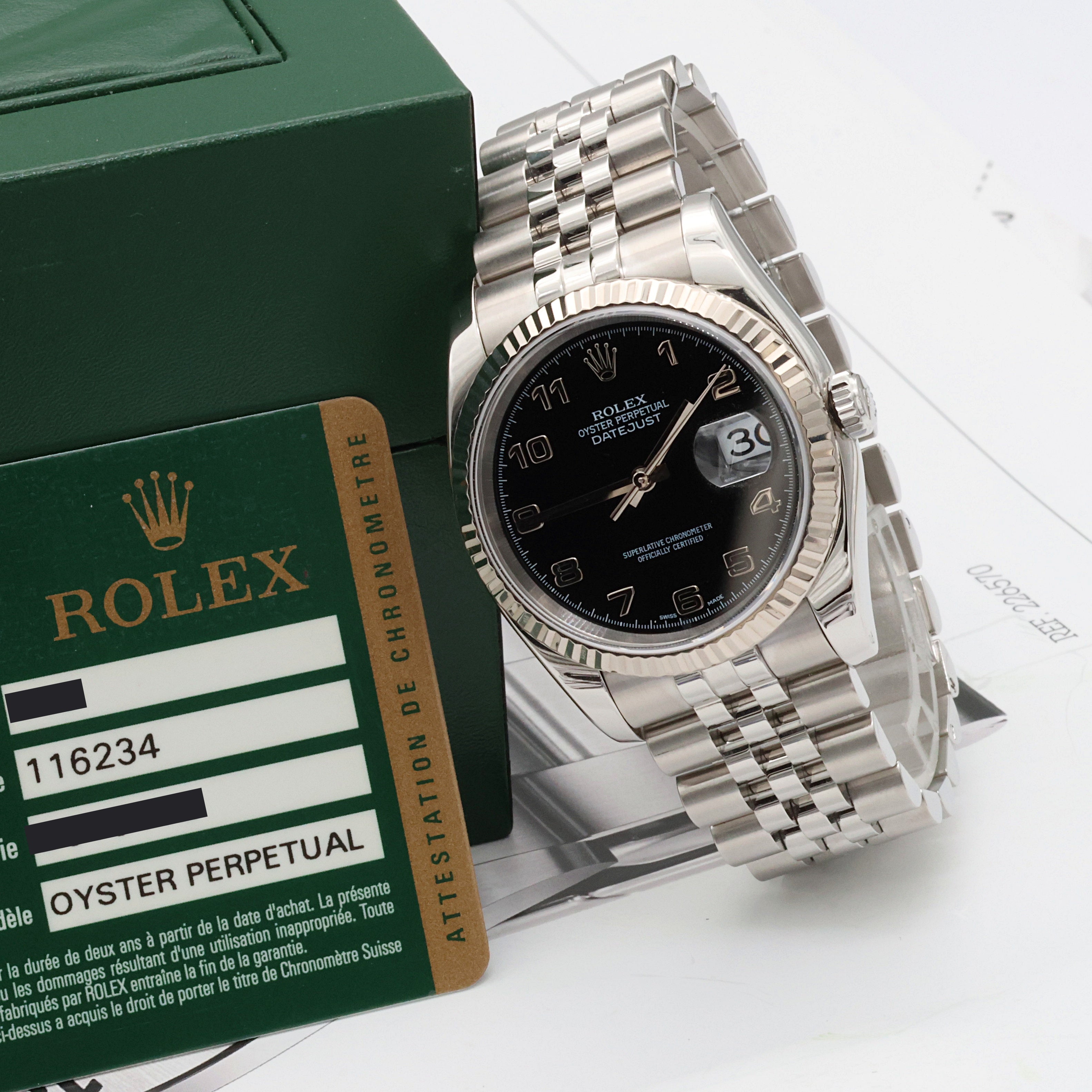 Rolex Datejust ref. 116234 Black Arabic Dial - Jubilee Bracelet - Full set