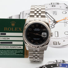 Load image into Gallery viewer, Rolex Datejust ref. 116234 Black Arabic Dial - Jubilee Bracelet - Full set

